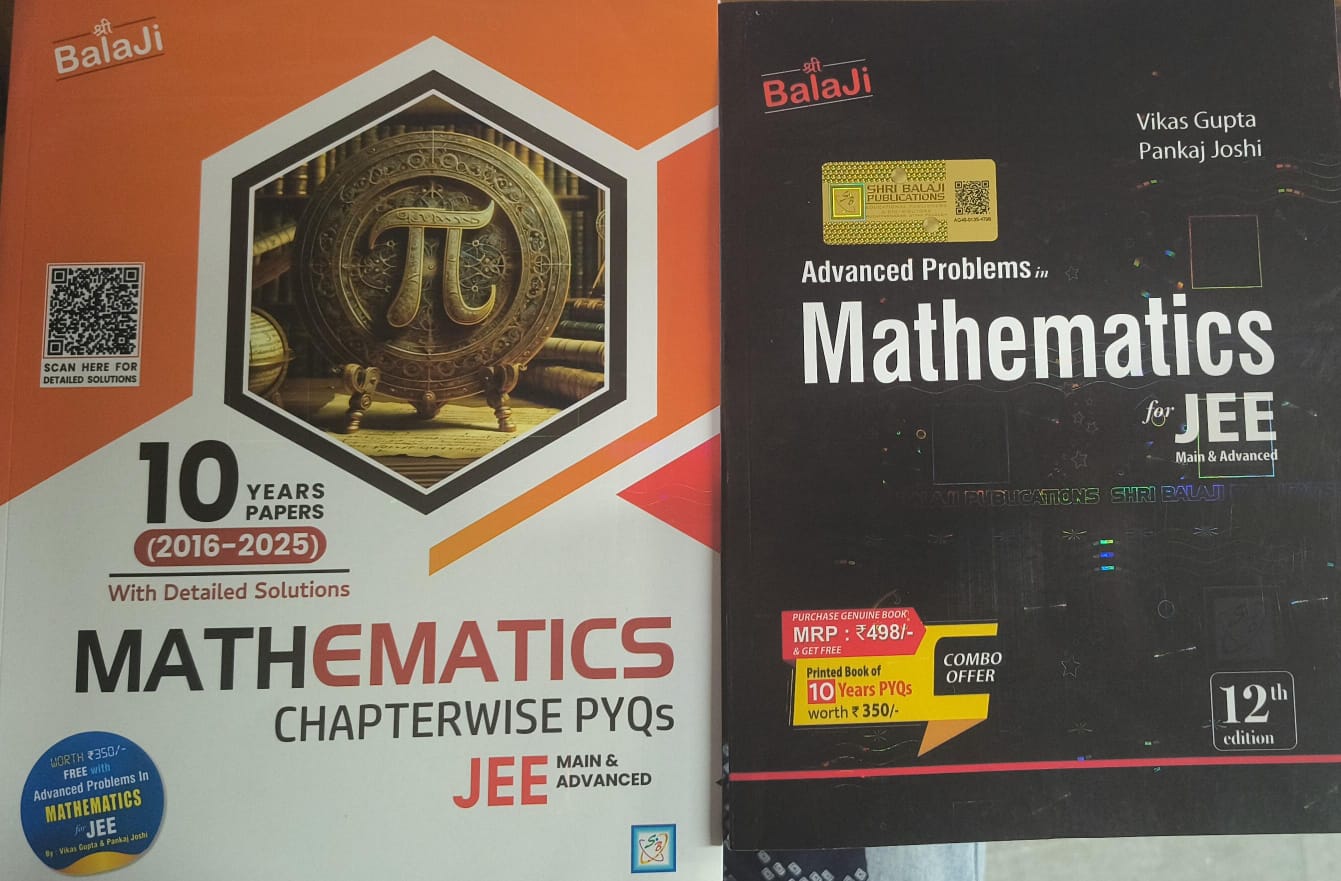 Shri Balaji Mathematics Combo for JEE Main & Advanced Mathematics Chapterwise PYQs (2016β2025) + Advanced Problems in Mathematics 12th Edition (English Medium)