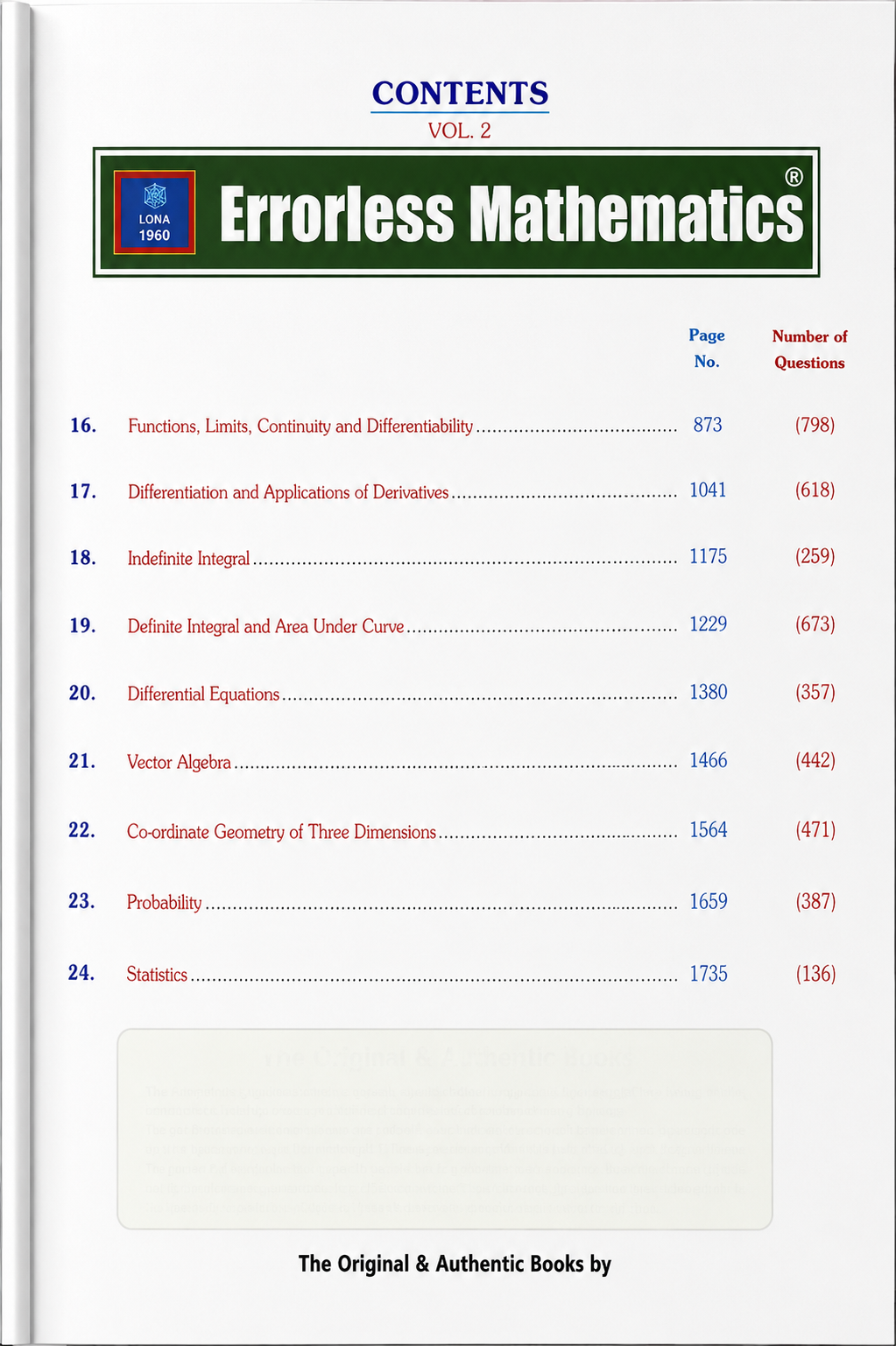 Errorless IIT-JEE Mathematics (Combo Vol 1 & 2) JEE Main & JEE Advanced 2027 Edition (English Medium)