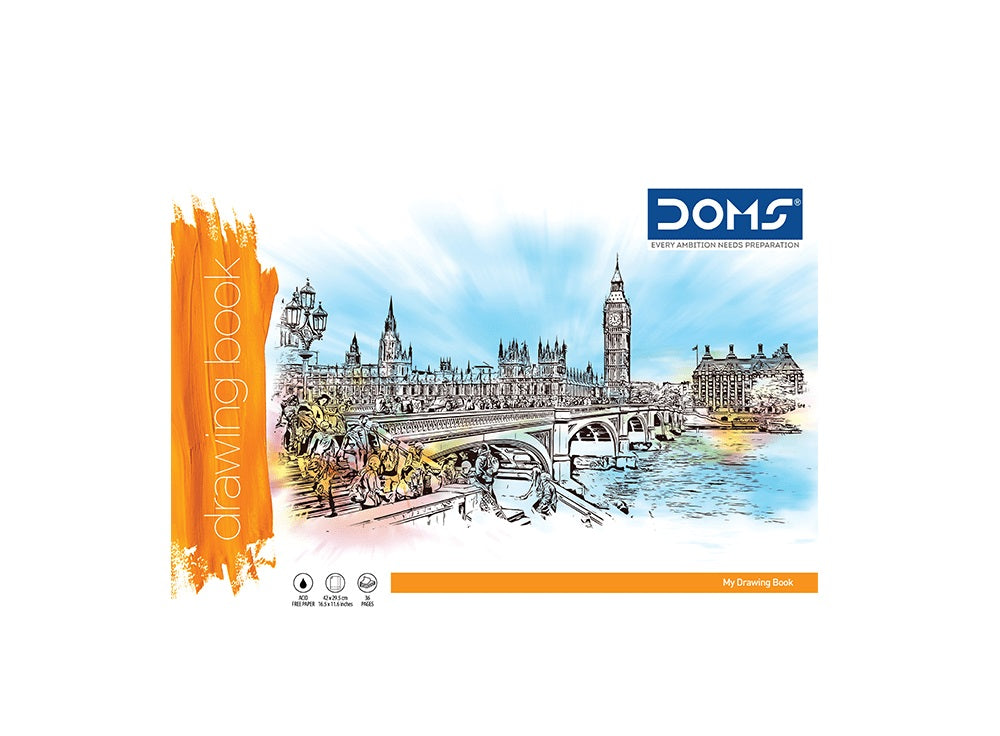 Doms Drawing Book – A3 Size (27.5 × 34.7 cm), 36 Pages | Plain Drawing Paper