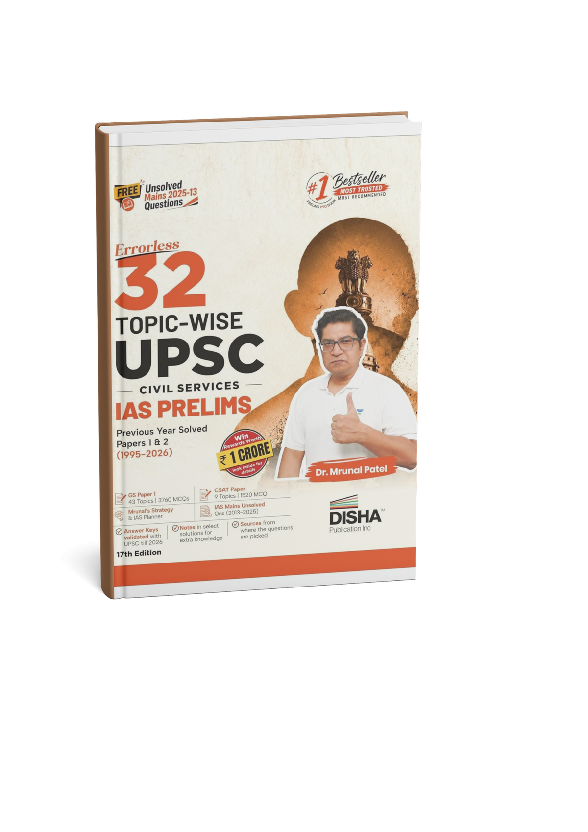 Disha Errorless 32 Years UPSC Topicwise civil Services IAS Prelims By Dr. Mrunal Patel 17th Edition (English Medium)