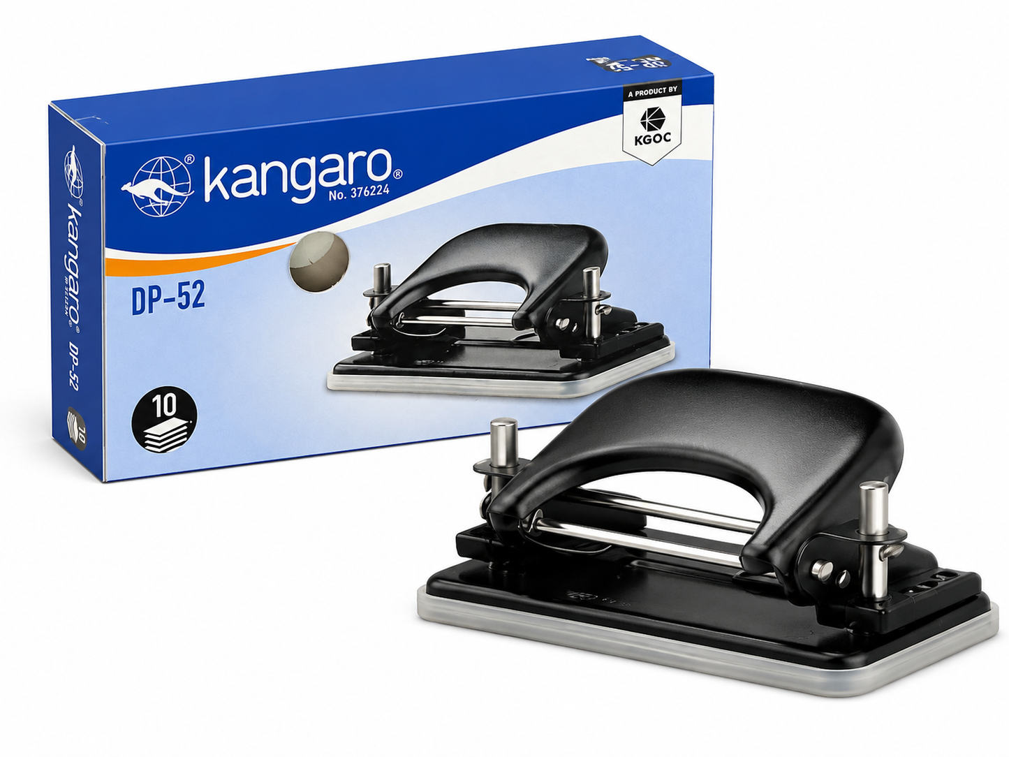 Kangaro DP-52 Single Hole Paper Punch Heavy-Duty Metal Punch Machine 10 Sheet Capacity | Office, School & Home Use