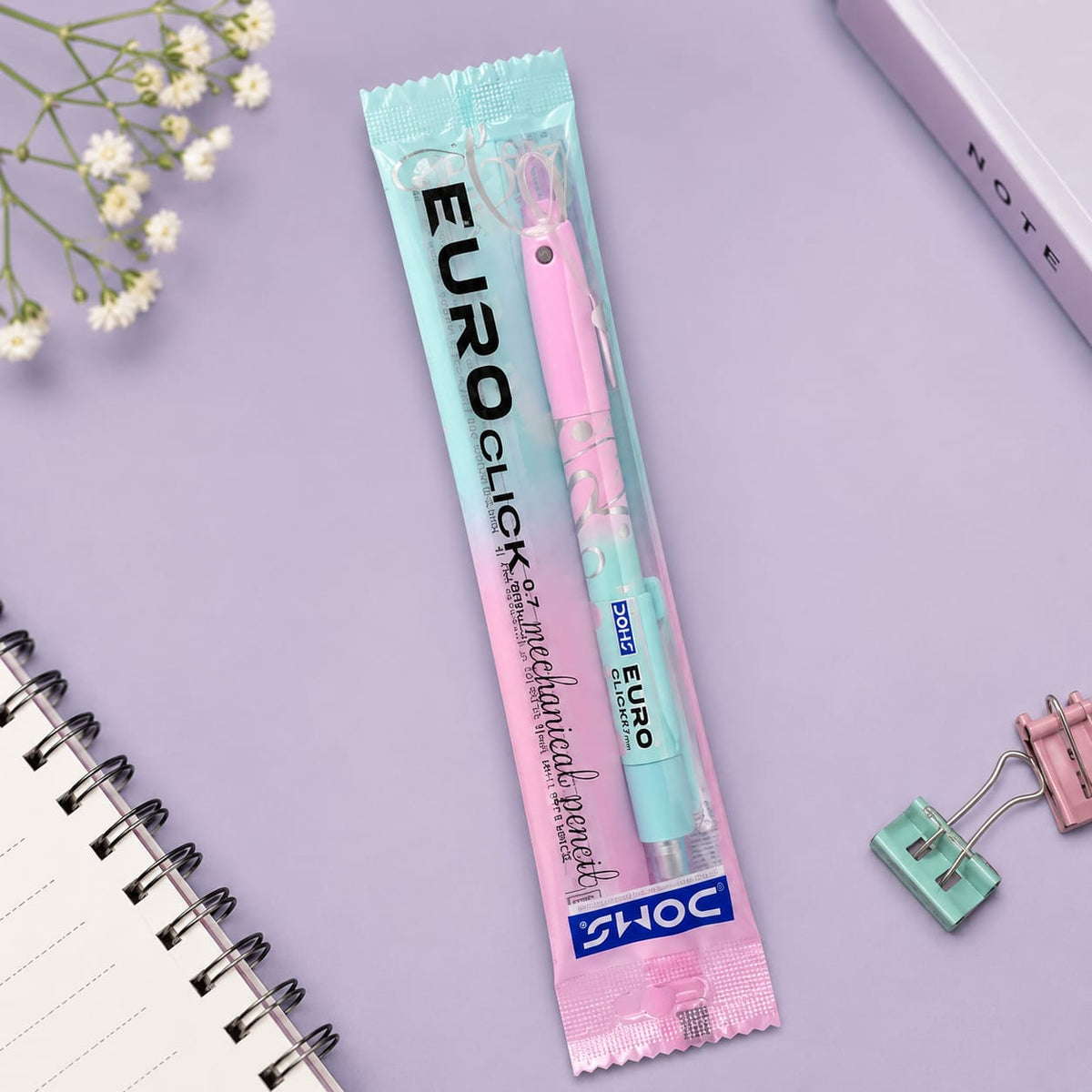 DOMS Euro Click 0.7mm Mechanical Pencil | Pastel Series | Refillable | Smooth Writing | Premium Pencil for School, Office & Drawing