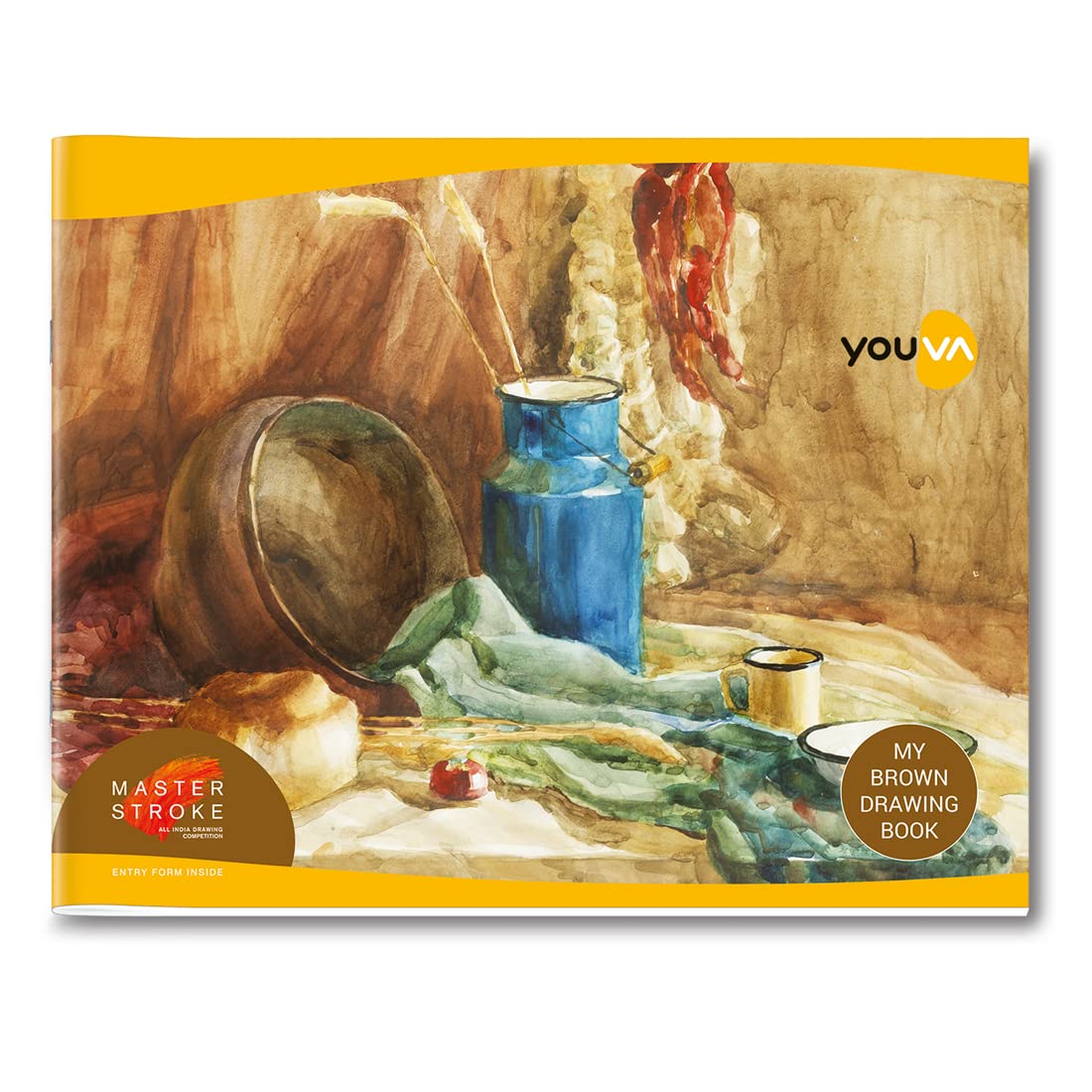Youva A3 Brown Drawing Notebook – 27.5 × 34.7 cm, 36 Pages | Plain Drawing Paper