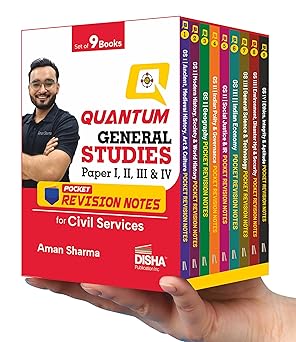 Disha Combo (9 Books) Quantum General Studies Paper I, II, III & IV Pocket Revision Notes for Civil Services By Aman Sharma 2026 (English Medium)