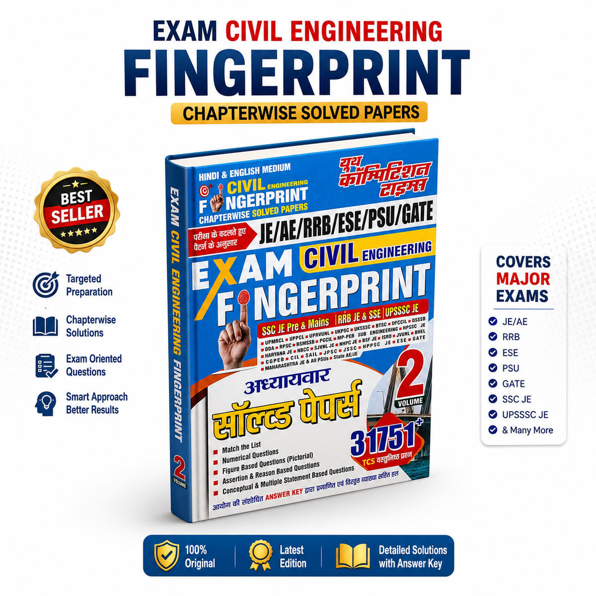 Youth - Exam Fingerprint Civil Engineering 2025 (Volume-2) 31751+Objective | Hindi Medium