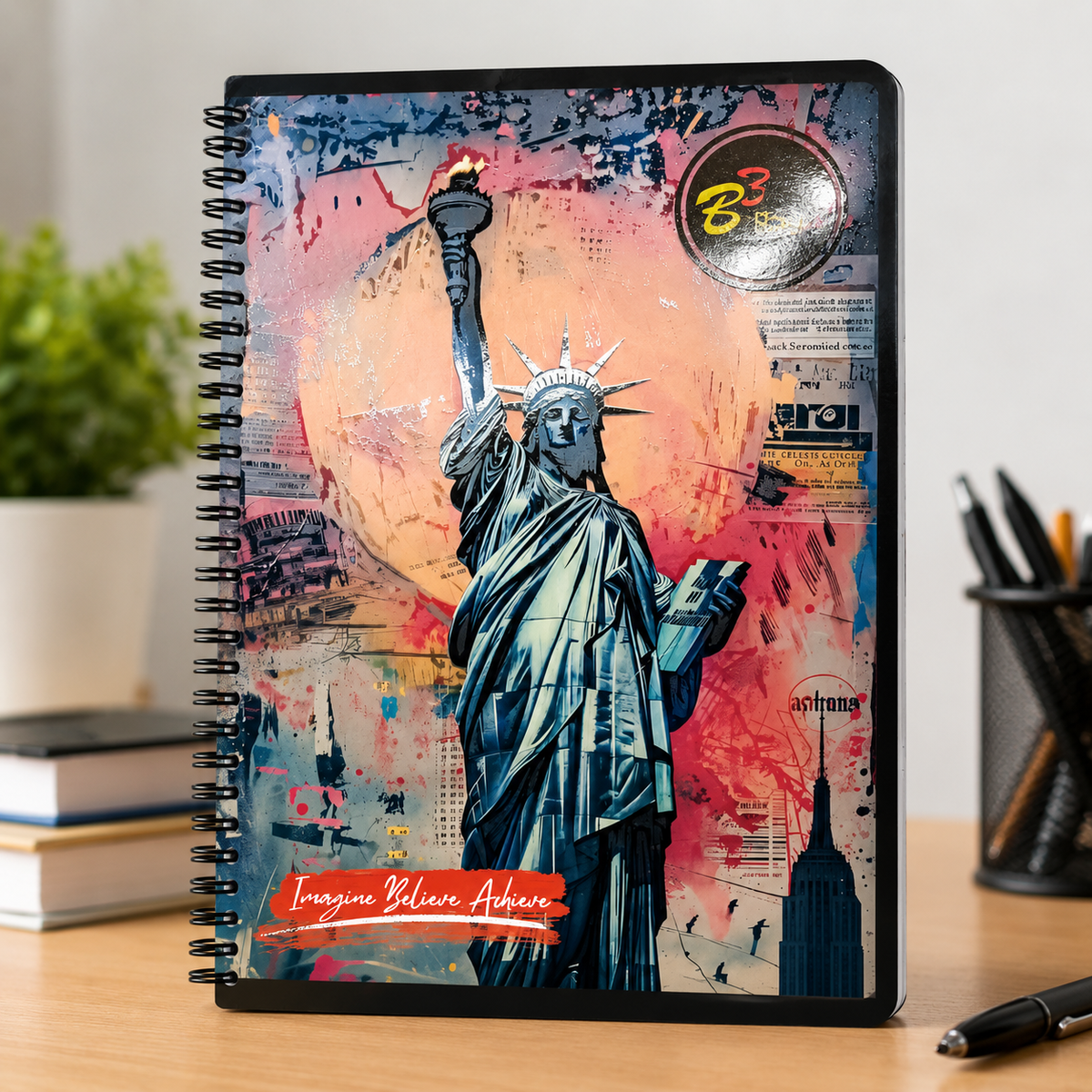 B3 Books Designer Spiral Notebook White Ruled Pages 400 Pages (Copy)