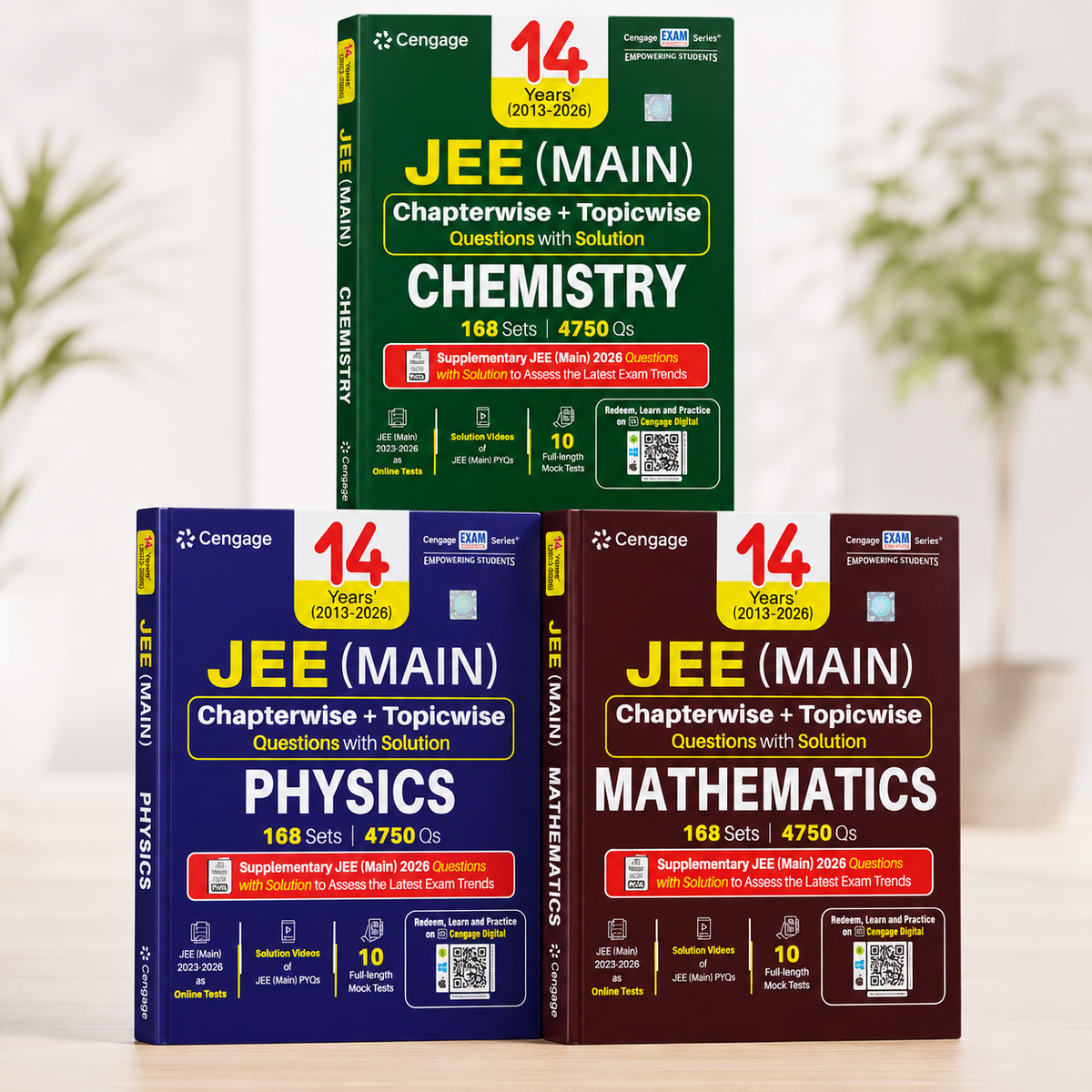 Cengage JEE (Main) Complete Combo Set of 3 Books – Physics, Chemistry & Mathematics 14 Years (2013–2026) | (English Medium)