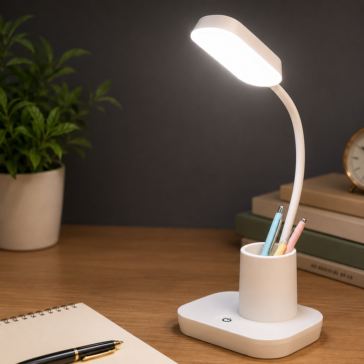 USB Rechargeable LED Table Lamp with Pen Holder