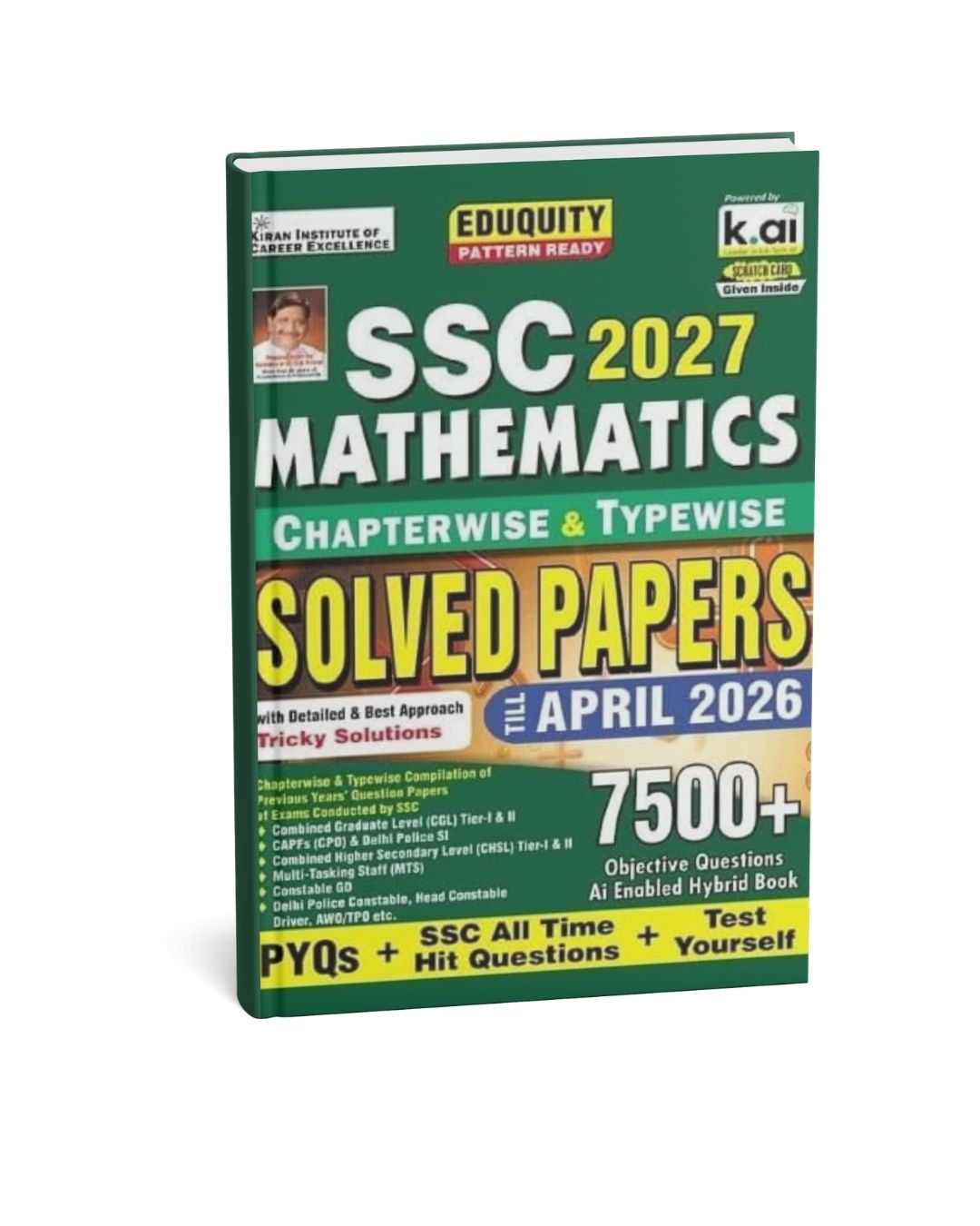 Kiran SSC 2027 Mathematics Solved Papers English Medium | Chapterwise & Typewise | 7500+ Objective Questions | Latest April 2026 Edition