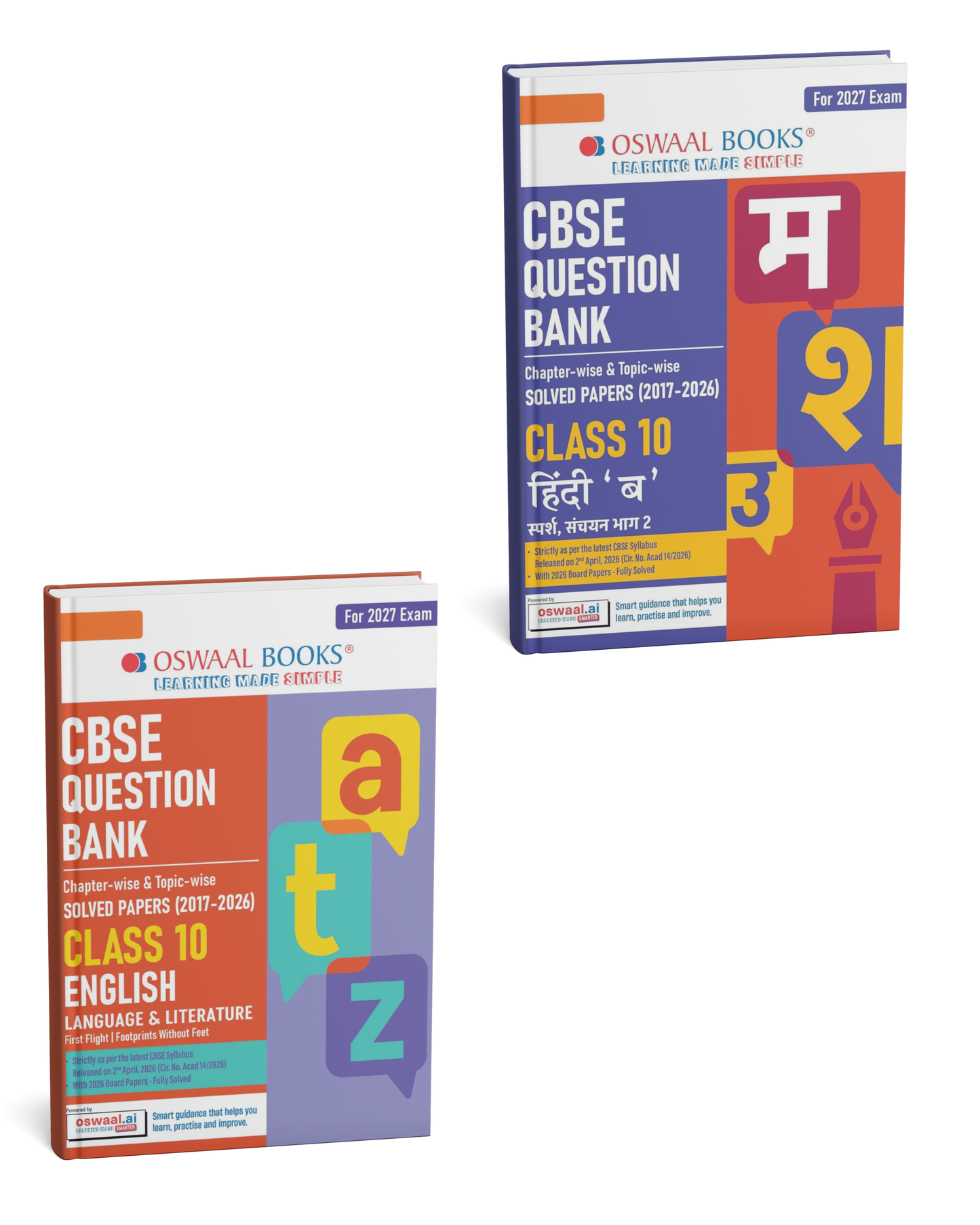 Oswaal CBSE Class 10 Combo Pack: Hindi-B & English Language & Literature Question Banks Chapter & Topic-wise Solved Papers (2017–2026) Based on Latest Syllabus 2027