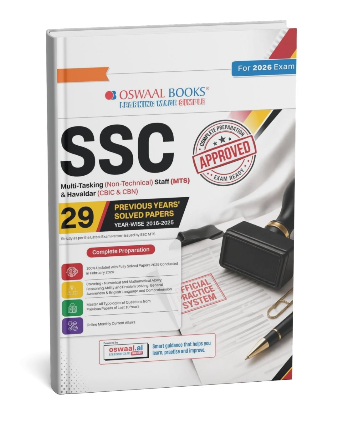 Oswaal SSC MTS & Havaldar Previous Years’ Solved Papers (2016–2025) | 29 Solved Papers | Complete Preparation Guide for 2026 Exam