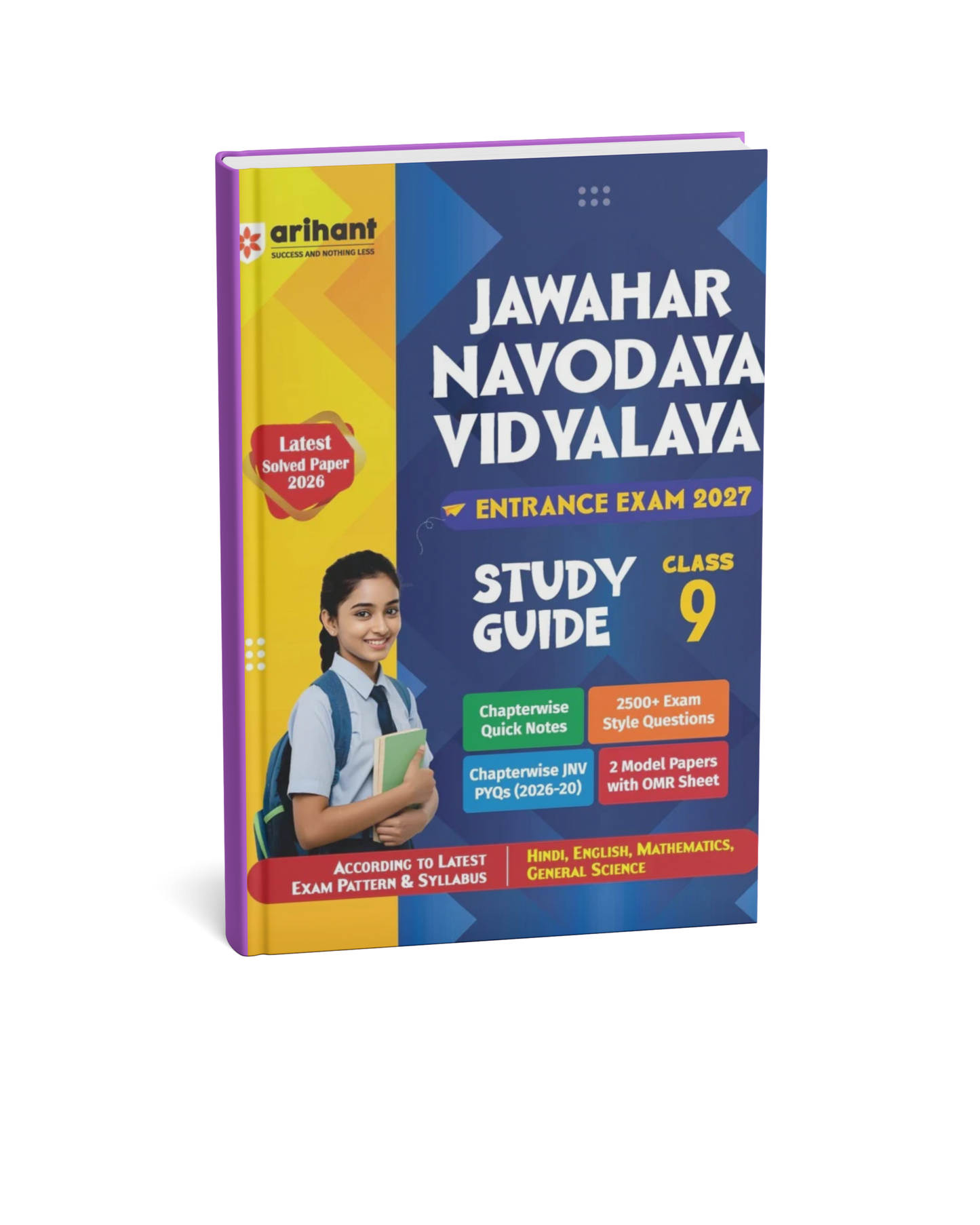 Arihant Jawahar Navodaya Vidyalaya Class 9 Entrance Exam 2027 PYQs 2000β2026, Model Test Papers with OMR & Solved Paper 2026 (English Medium)