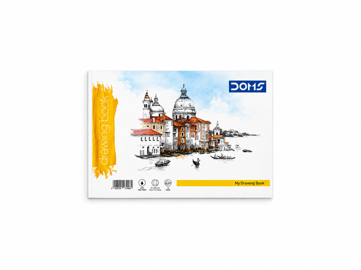 Doms Drawing Book – A4 Size (21 × 29.7 cm), 36 Pages | Plain Drawing Paper