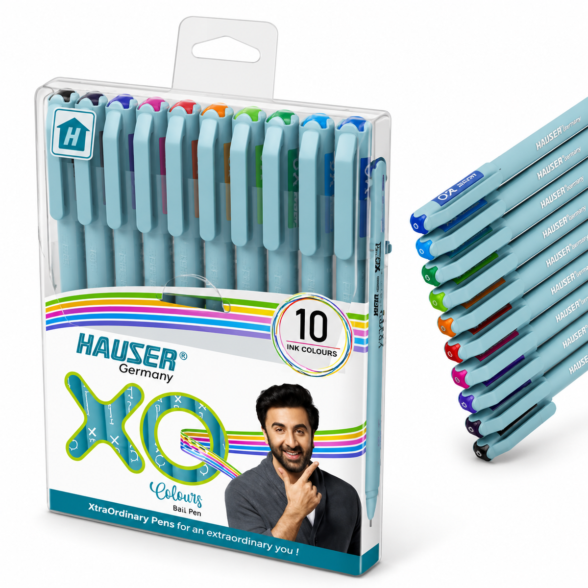 Hauser Germany Color Ball Pens – Pack of 10 Ink Colours Smooth Writing Pens