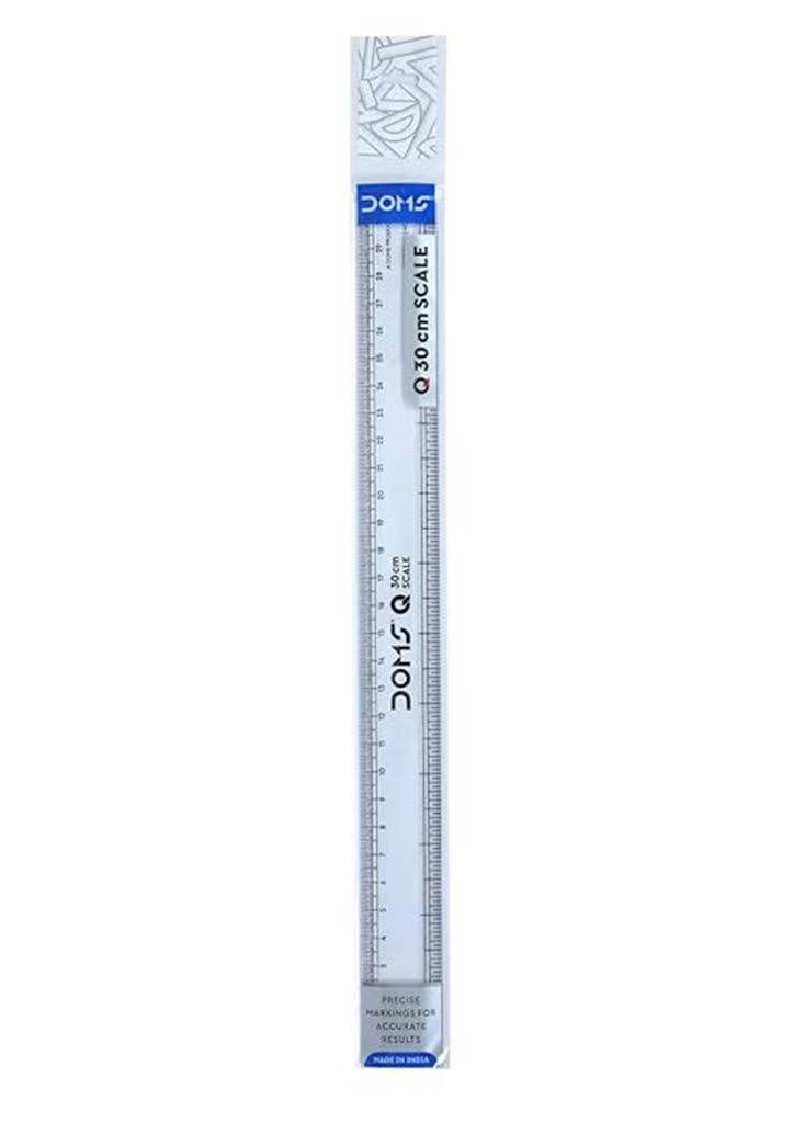 DOMS 30 cm Transparent Plastic Scale – Precision Measuring Ruler with Protective Sleeve Made in India