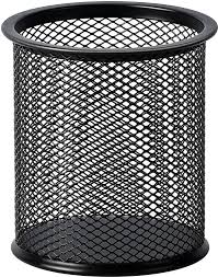 Black Metal Mesh Pen Stand Round Desktop Pencil Holder for Office, School & Home Organization