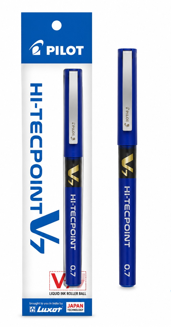 Pilot Hi-Tecpoint V7 Roller Pen – Blue Ink, Smooth Writing