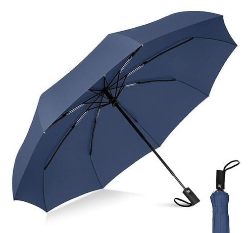 Premium Foldable Umbrella – 24 Inches Windproof & Waterproof Travel Umbrella (Navy Blue)