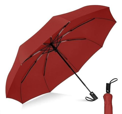 Premium Foldable Umbrella – 24 Inches Windproof & Waterproof Travel Umbrella (Red)