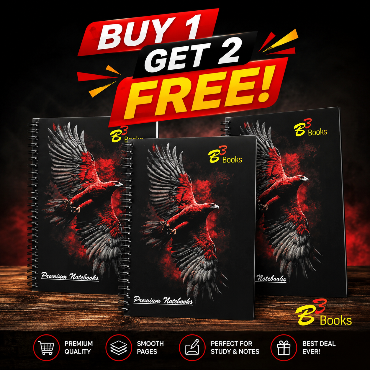 Buy 1 Get 2 FREE on B3 Books Premium Spiral Notebooks 200 Pages