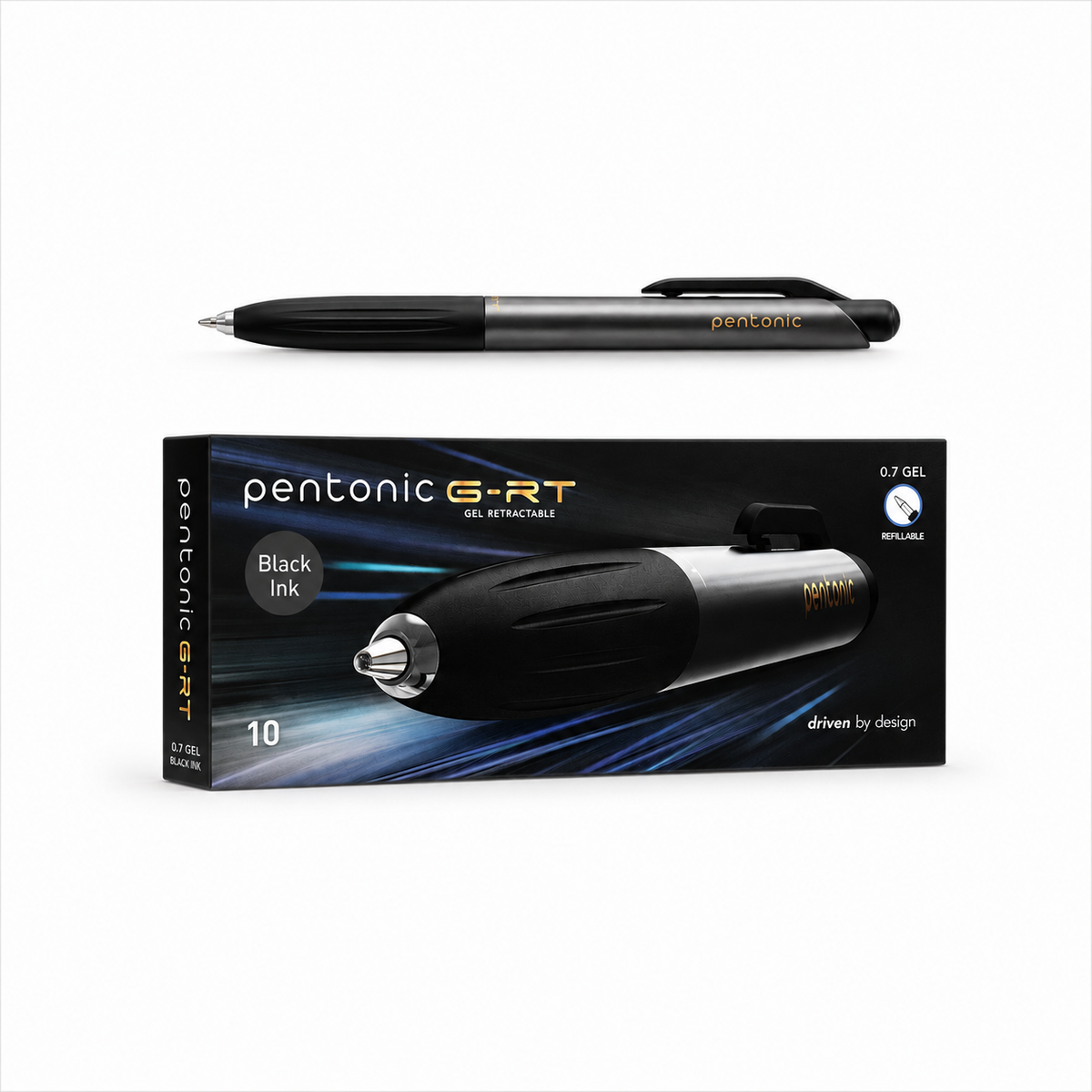 Pentonic G-RT Gel Retractable Pen 10 Units Black