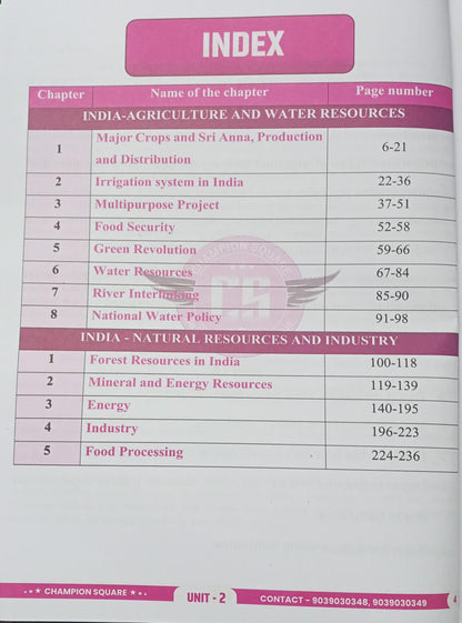 Champion MPPSC Mains Paper-1 Part-B Unit-2 & 3 Agriculture & Water Resources, Natural Resources & Industries (Indian Geography) | English Medium