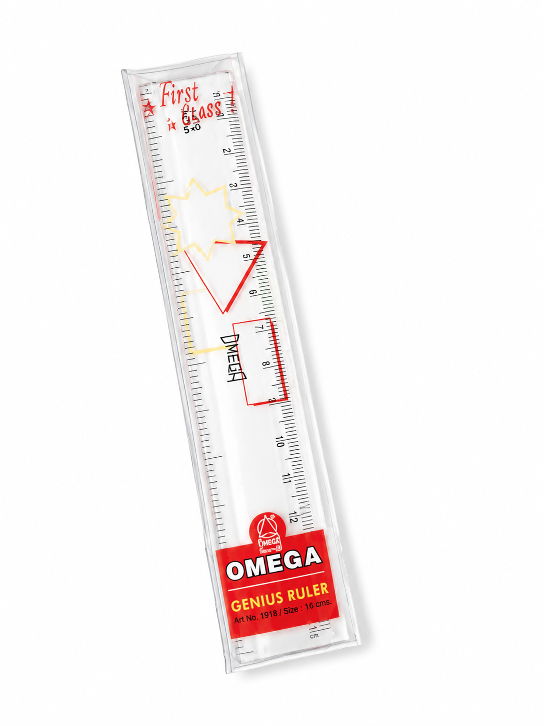 Omega Genius Ruler 15 cm Transparent Plastic Measuring Scale with Protective Sleeve