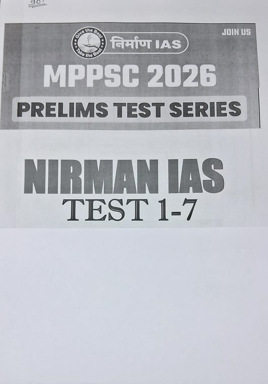 Nirman IAS - MPPSC Prelims 2026 Test Series (Unit 1-7) Hindi & English Medium (Xerox)