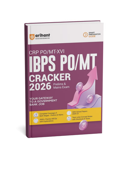 Arihant IBPS PO/MT 2026 (CRP PO/MT-XVI) Complete Guide for Prelims & Mains 3000+ Practice MCQs Topicwise Concept Notes Solved Papers (2025–2023) (English Medium)