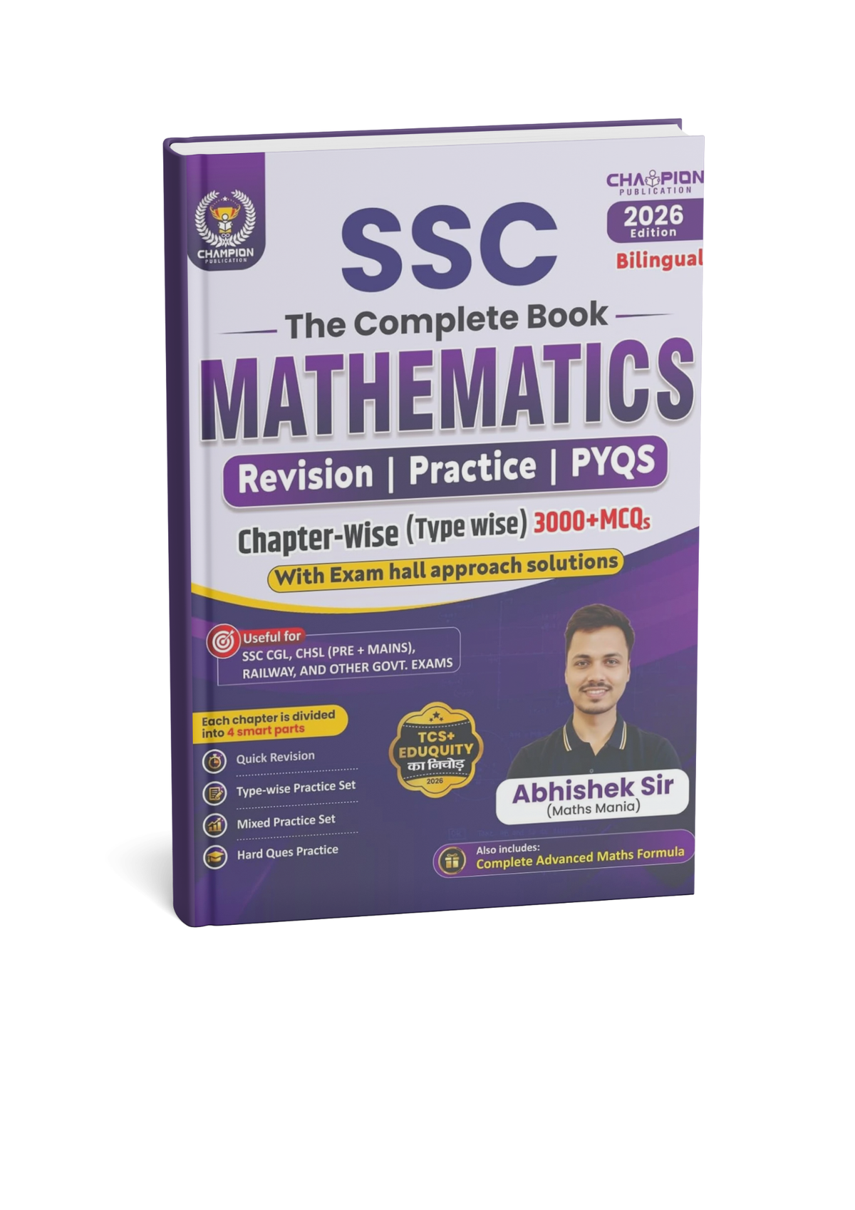 Champion SSC The Complete Book Mathematics By Abhishek 3000+ Chapter-wise MCQs PYQs (Bilingual)