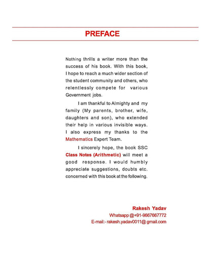 Rakesh Yadav Class Notes Arithmetic (2nd Edition) (Bilingual)