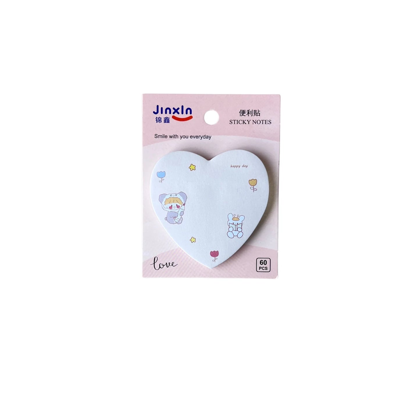 Jinxin Heart Shape Sticky Notes 60 Pcs