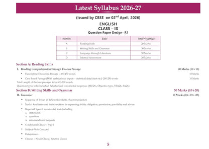 Oswaal CBSE Workbook English R1 Kaveri Class 9 (English Medium)