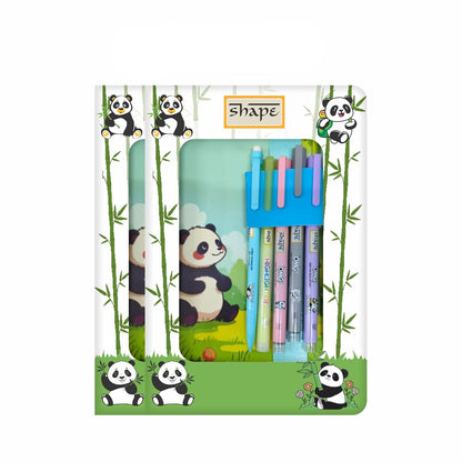 SHAPE Panda Stationery Gift Set Notebook with Colour Pen Kids School Kit, Return Gift & Creative Set