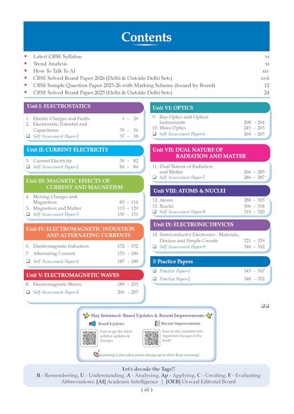 Oswaal CBSE Class 12 Physics Question Bank (Solved paper 2017–2026) Chapter & Topic-wise Solved Papers (English Medium)