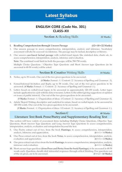 Oswaal CBSE English core Question Bank  Class 12 (2017–2026) Chapter & Topic-wise Solved Papers(English Medium)