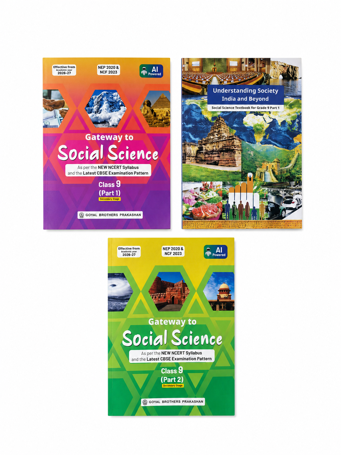 NCERT Class 9 Social Science Complete Set (2026-27) | Gateway to Social Science Part 1 & Part 2 + NCERT Understanding Society India and Beyond Part 1 | English Medium
