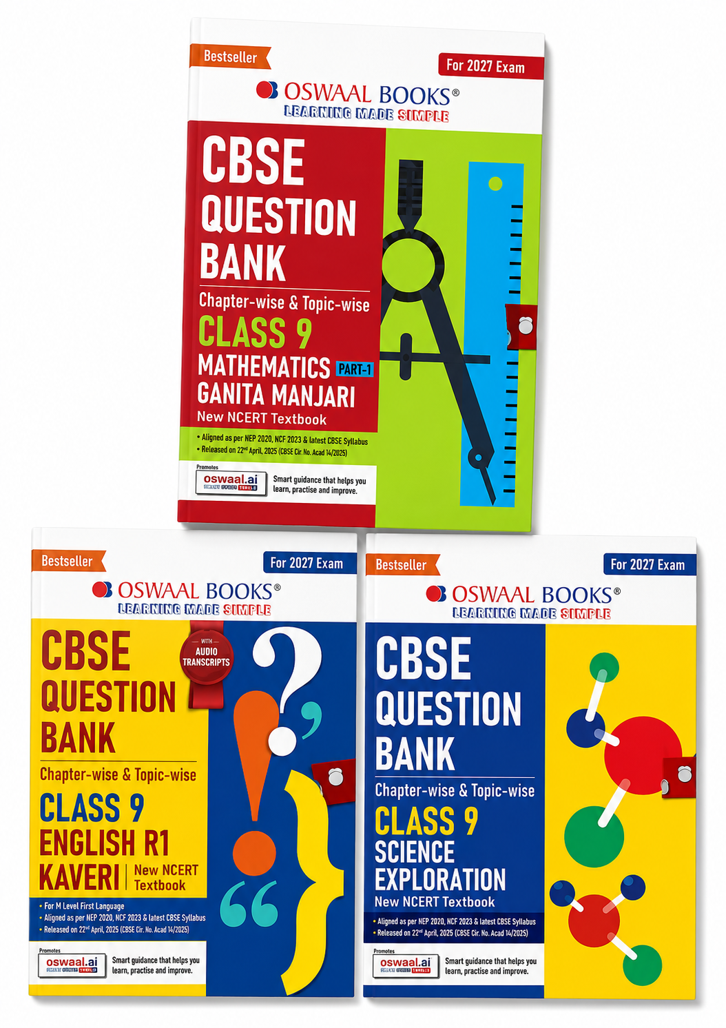 Oswaal Books CBSE Question Bank Class 9 Combo Set – English, Mathematics, Science For 2027 Exam (English Medium)