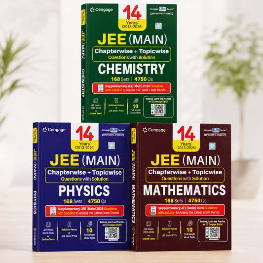 Cengage JEE (Main) Complete Combo Set of 3 Books – Physics, Chemistry & Mathematics 14 Years (2013–2026) | (English Medium)