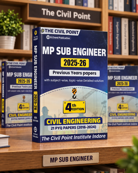 MP Sub Engineer 2025–26 Civil Engineering PYQ Book – 21 Previous Year Papers with Detailed Solutions – The Civil Point