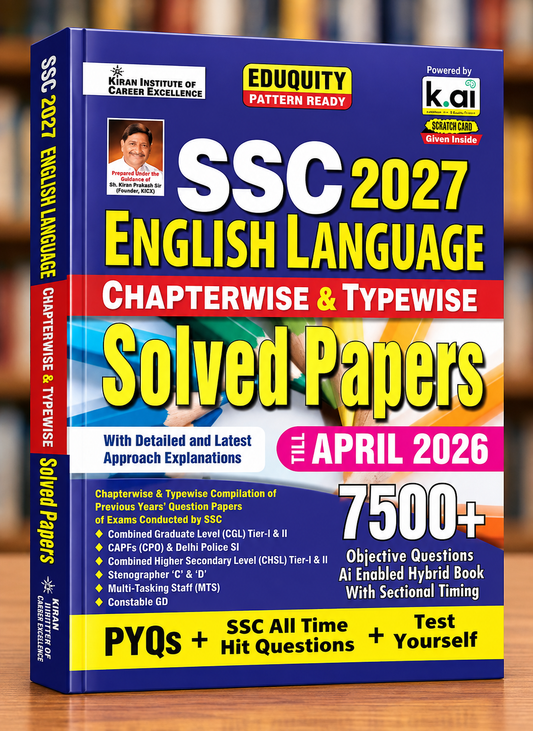 Kiran SSC English Language Chapterwise & Typewise PYQs 2027 – 7500+ Solved Questions – Eduquity Pattern – English Medium