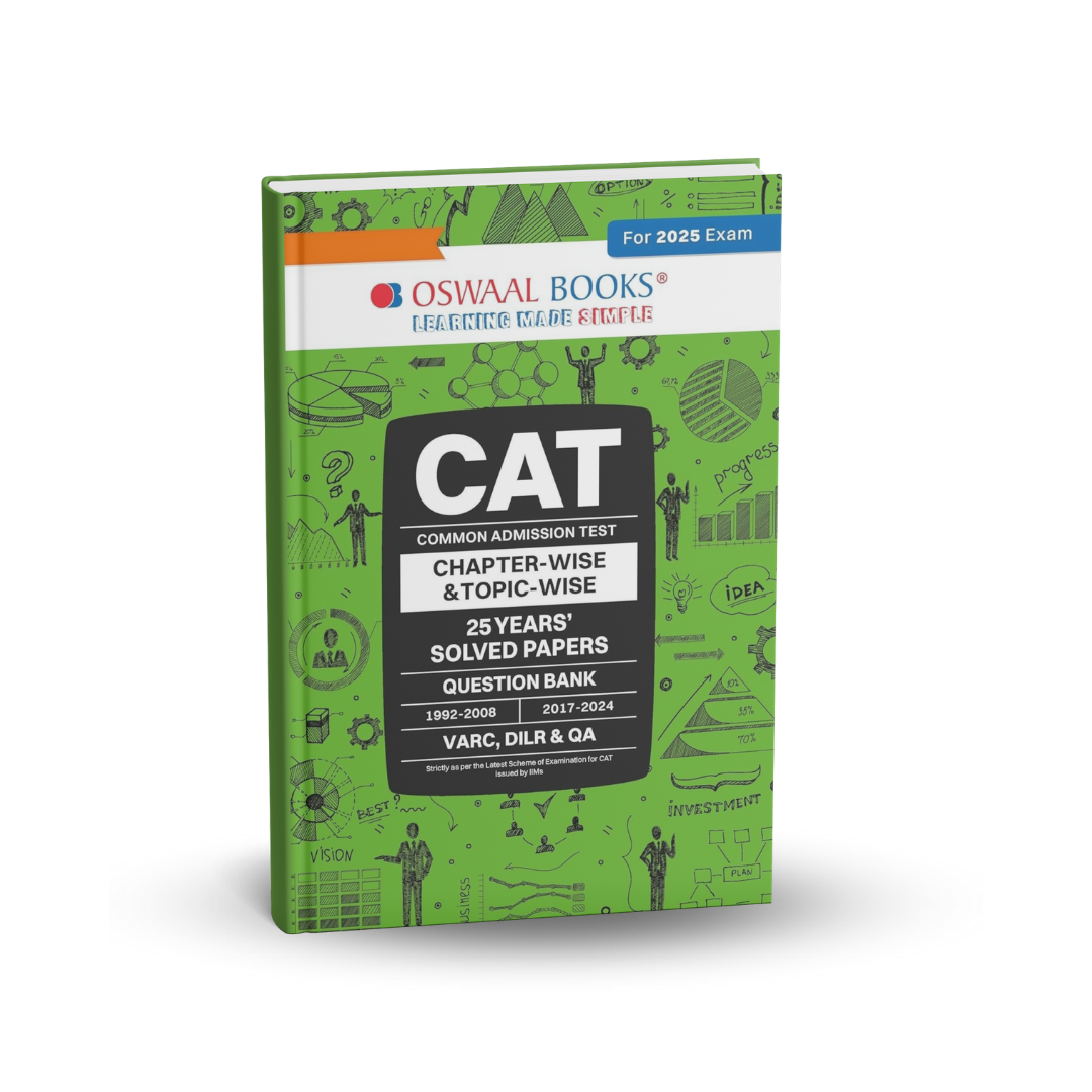 Oswaal CAT (Common Admission Test) – 25 Years’ Chapterwise & Topicwise Solved Papers (1992–2008 & 2017–2024) | For 2025 Exam