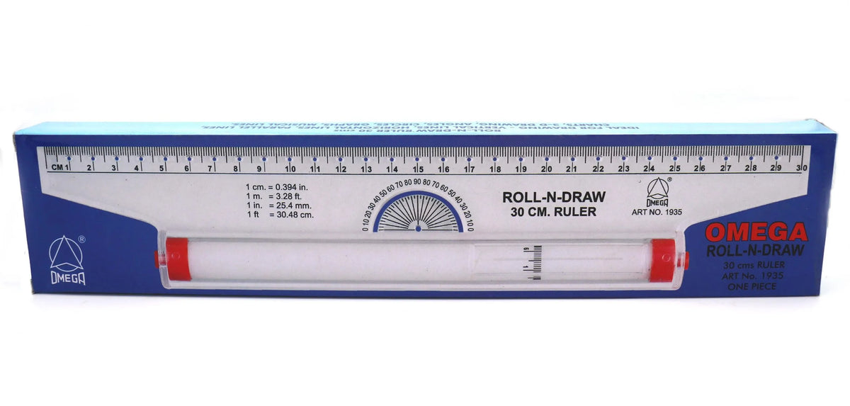 Omega Roll-N-Draw 30 cm Ruler – Smooth Rolling Scale for Accurate Measurement