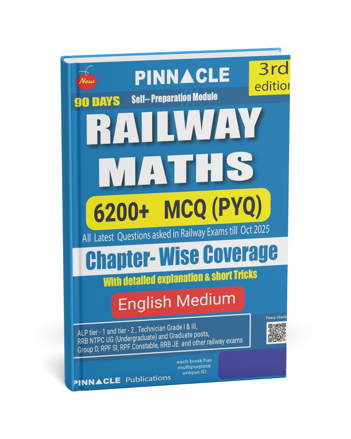 Pinnacle - Railway Maths Book 2026 (3rd Edition) 6200+ MCQs (PYQ) English Medium
