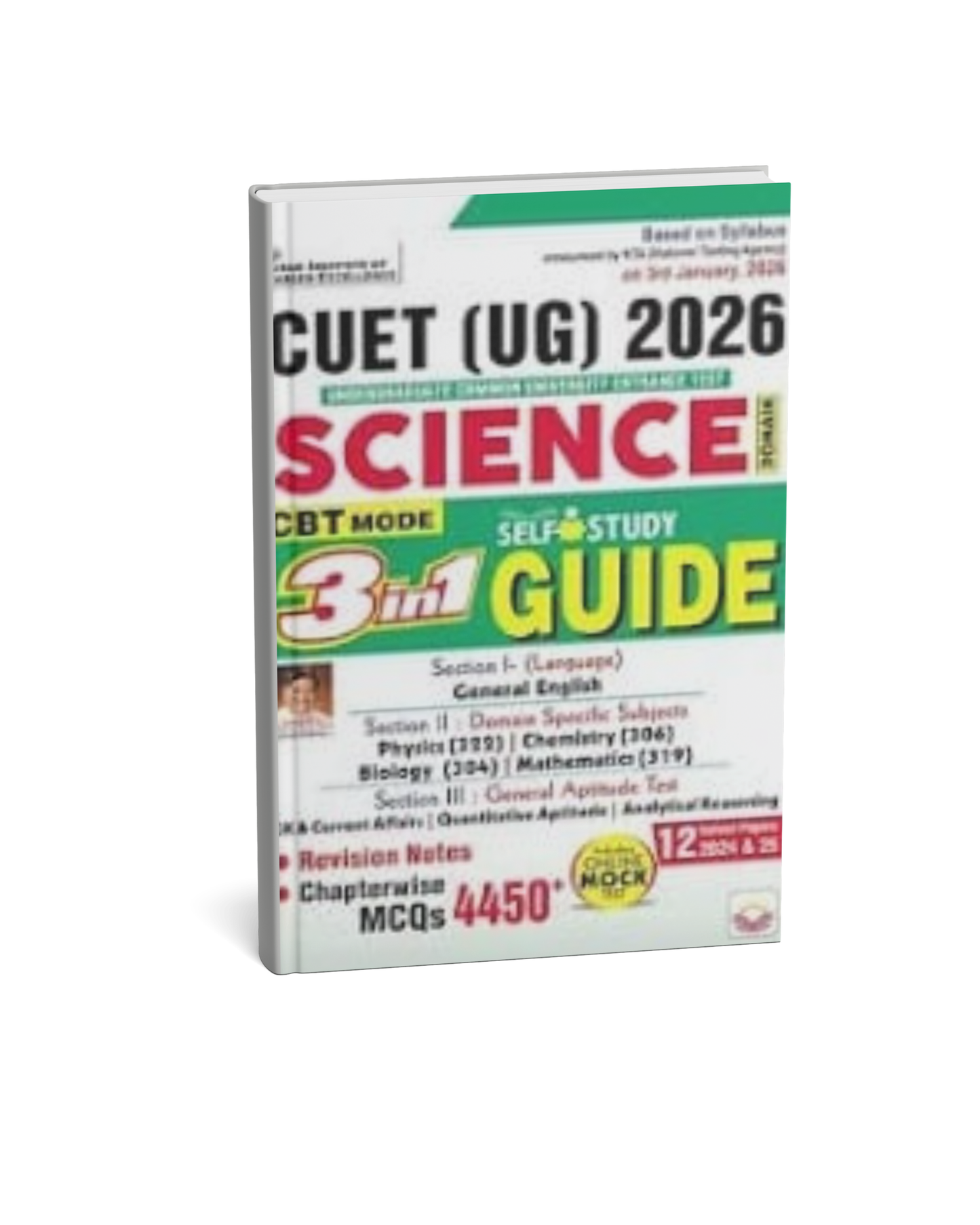 Kiran CUET UG 2026 Science 3 in 1 Self Study Guide [English Medium]