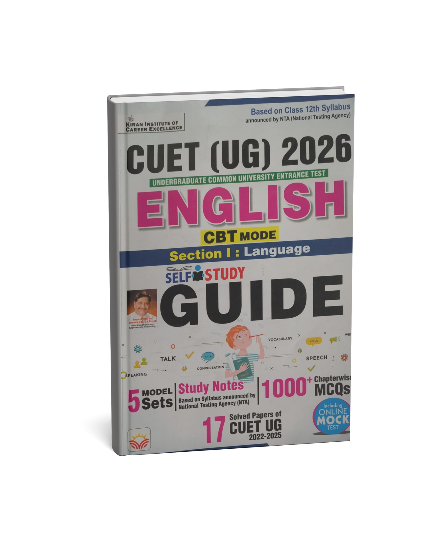 Kiran CUET UG 2026 English Guide | Study Notes + Chapterwise MCQs Including Solved Paper 2025 (English Medium)