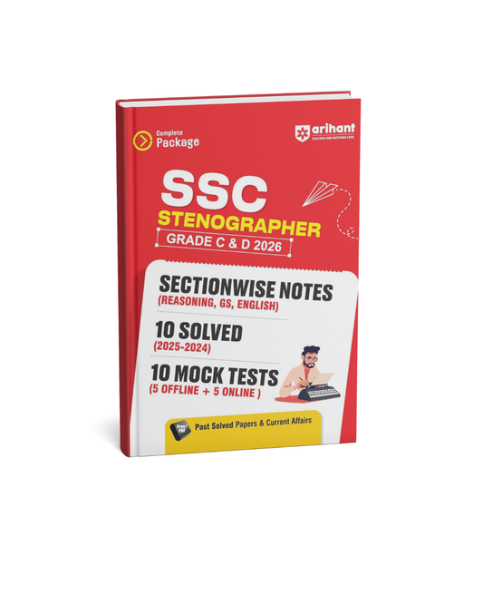 Arihant SSC Stenographer (Grade C & D) Sectionwise Nots 10 Solved 10 Mock Tests Exam 2026 (English Medium)