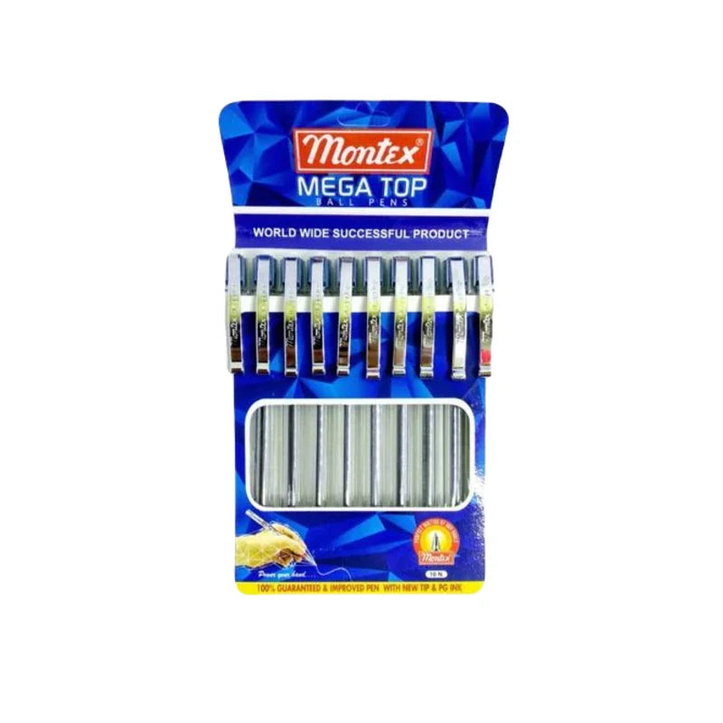 Montex Mega Top Ball Pen – 10 Piece Pack (Green Ink)