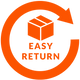 Orange easy return icon featuring a package box inside a circular arrow.