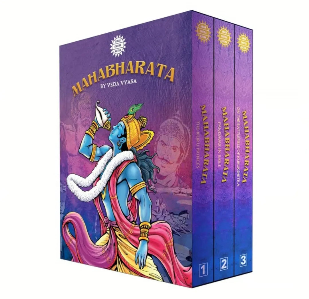 Mahabharata Box Set (3 Volumes) by Veda Vyasa | Amar Chitra Katha Epic Collection ( Hard-Cover)